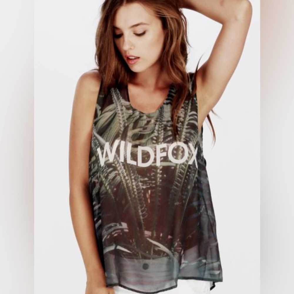 Wildfox Palm Jungle Sheer Tank Top, size Medium